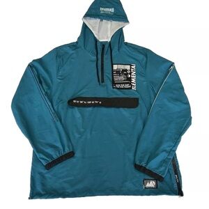 Brooklyn Cloth Elemental Windbreaker Hoodie Pullover Men's M Teal Screen Print